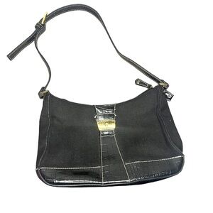 Etienne Aigner Canvas & Croc Leather Shoulder Bag